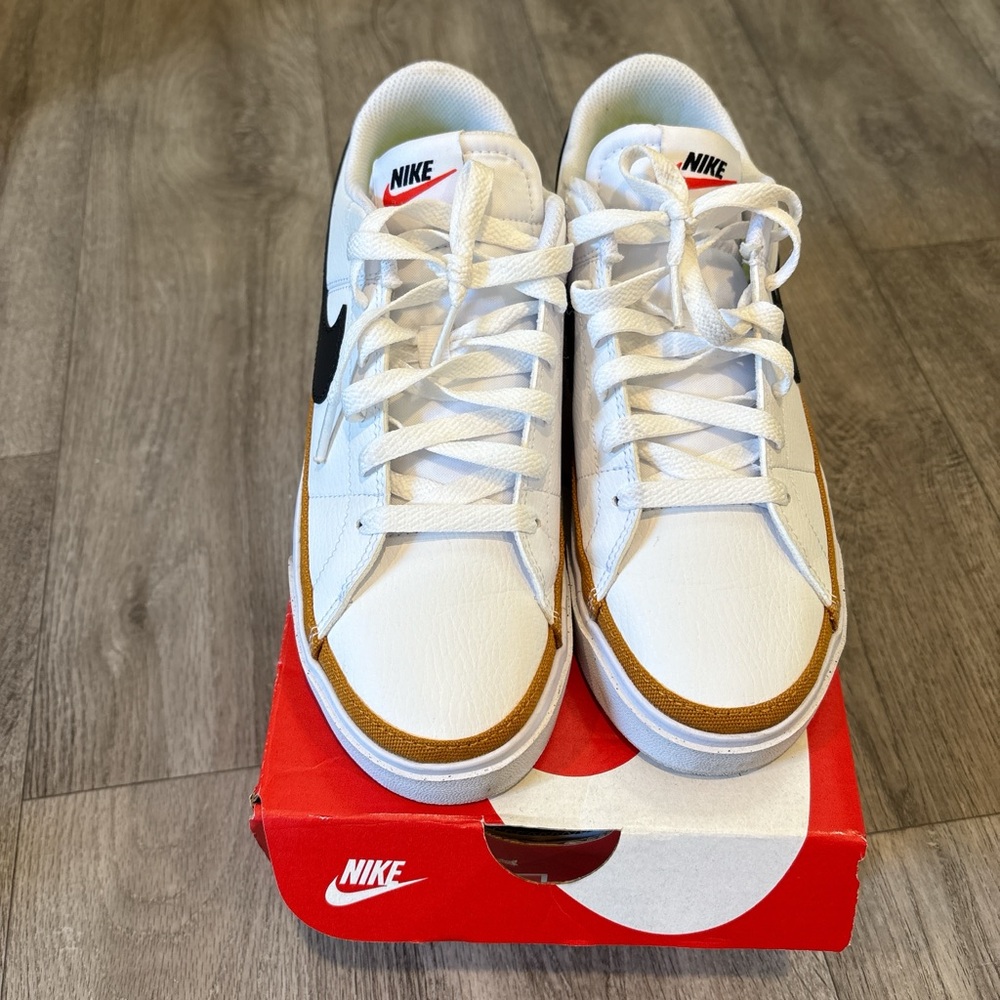 Nike White Sneakers with Brown Accents